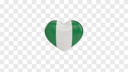 Spinning Nigerian Flag Heart 3D Animation