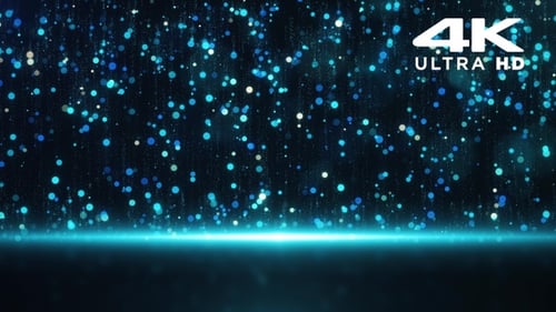 Abstract Blue Particles Falling Stage Background Loop