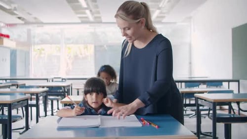 Friendly Female School Teacher Explaining Task