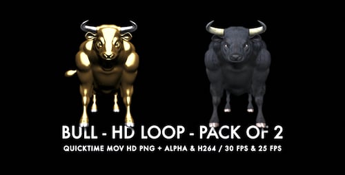 Animated 3D Bull Charges Forward Alpha Channel