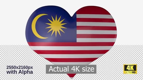 3D Glossy Rotating Malaysian Flag Heart