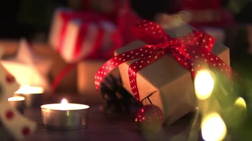 Close up Christmas Gift Box