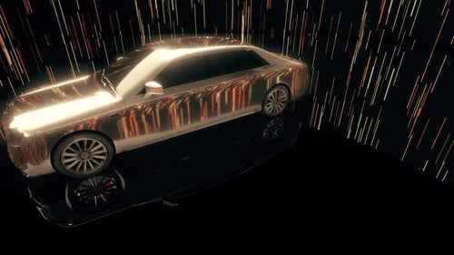 Futuristic Luxury Car Animation with Golden Light Trails