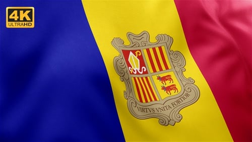 Waving Flag of Andorra Seamless Loop Animation