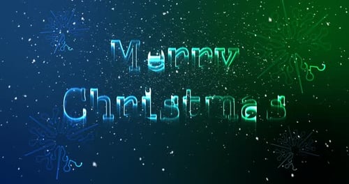 Animated Merry Christmas Text with Falling Snowflakes