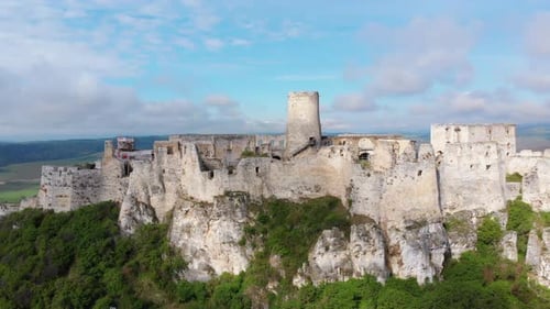Aerial Drone View on Spis Castle. Slovakia. Ancient Castle, Spissky Hrad.