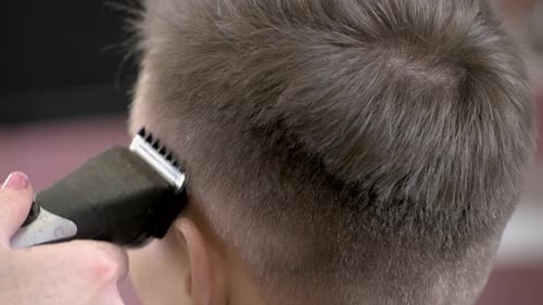 Haircut Close Up with Electric Clippers
