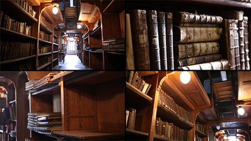 Old Library With Ancient Books