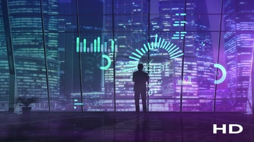 The Silhouette Of A Businessman Analyzes Data Using New Technologies HD