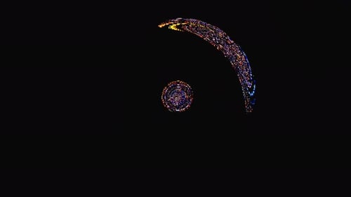 animated round shape of multicolor flashing lights, on a black background