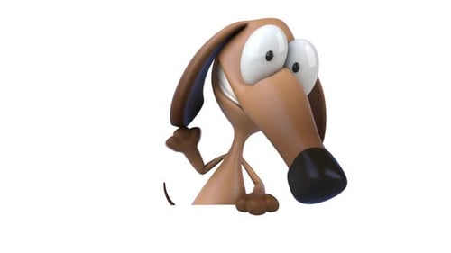 Expressive 3D Cartoon Dog Character Animation Looking Around