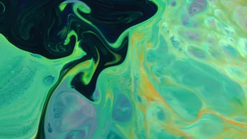 Abstract Liquid Swirls in Shades of Green