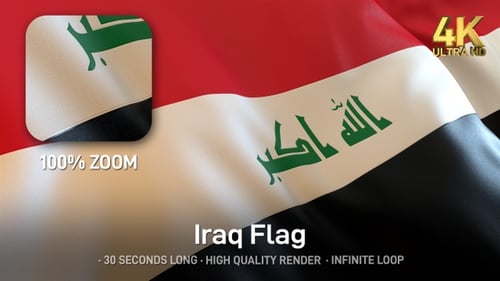 Realistic Waving Iraq Flag Animation Loop