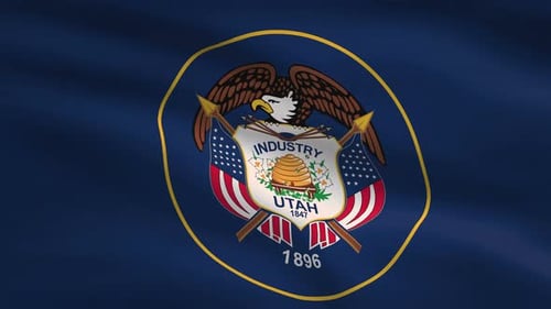 Waving Flag of Utah with State Seal