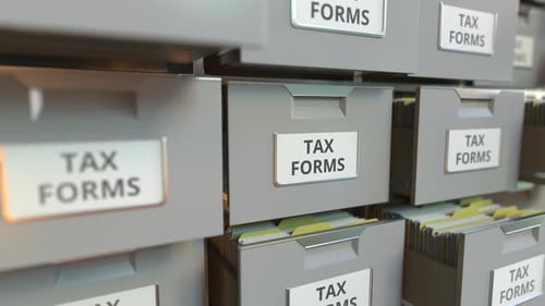 Animated Filing Cabinet Opening and Closing for Tax Forms