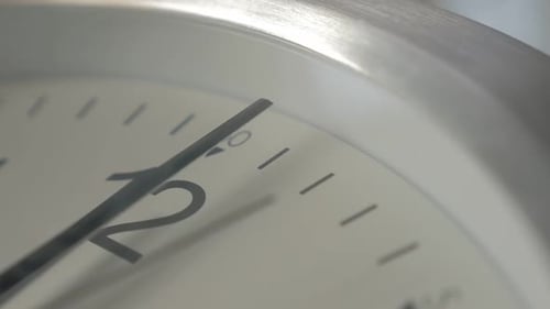 Slow motion time passing on analog clock shallow DOF 1080p HD footage - Shallow DOF clock-face needl