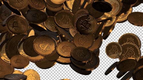 Falling 3D Golden Bitcoin Coins Animation