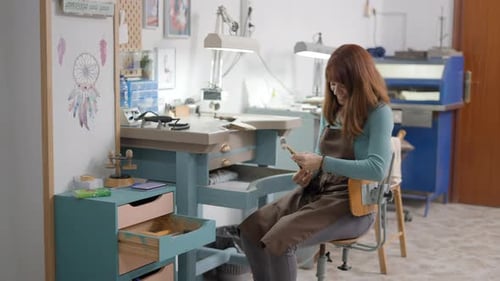 Artisan Woman Works in Her Workshop