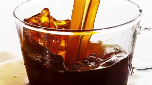 Coffee Poured into Mug Creates Splashing Action