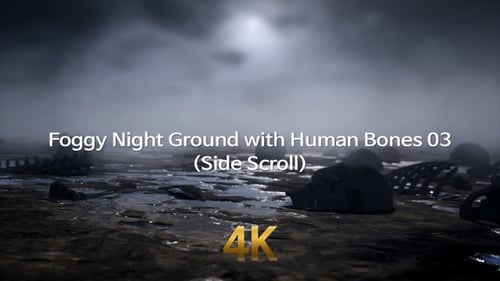 Nebeliger Nachtboden mit menschlichen Knochen 4K 03 (Seitenrolle)