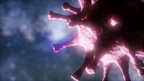 Microscopic View of Rotating 3D Virus Cell