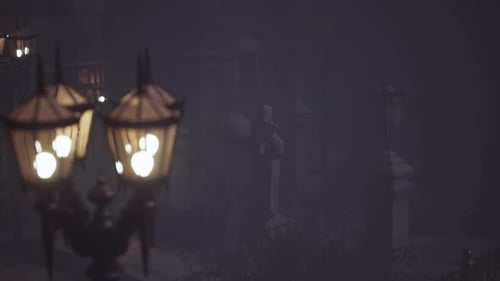 Old Graveyard with a Group of Cross Tombstones