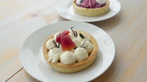 Small Tart Desserts Topped with Fruit