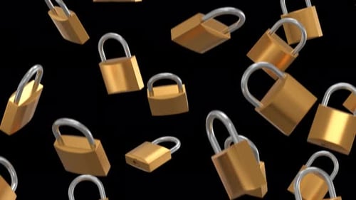 Falling Golden Padlocks Background for Security Concepts