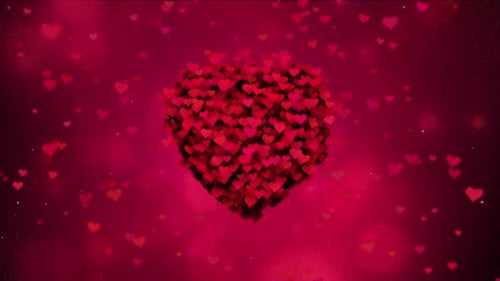 Floating Red Hearts Forming a Love Shape Background