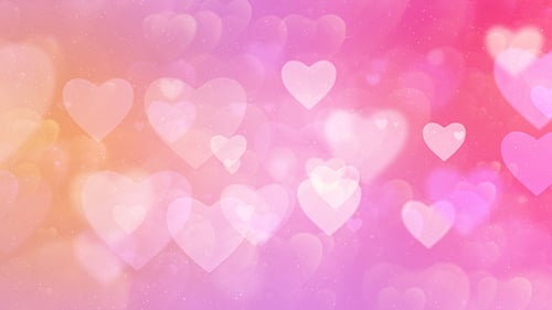 Romantic Pink and Orange Hearts Bokeh Background Animation