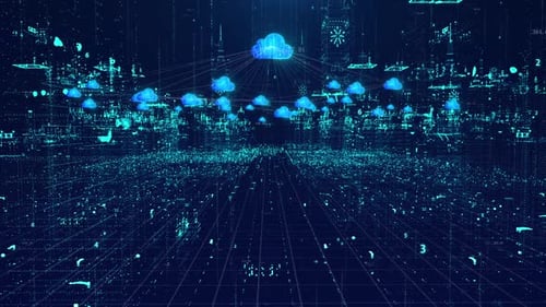 Ville intelligente holographique et centre de données de cloud computing couverts par un réseau