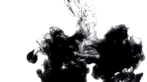 Dramatic Black Ink Flowing on White Background