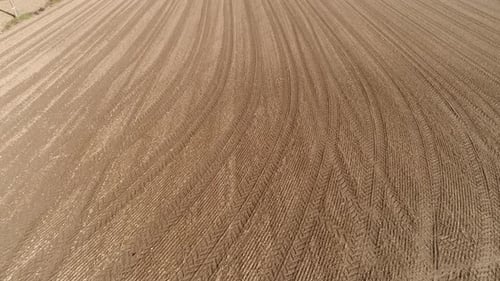 Aerial View of a Tilled Agricultural Field