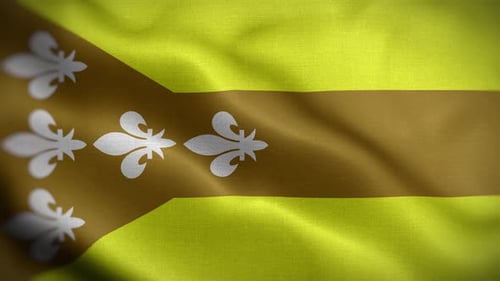 Animated Flag Waving with Decorative Fleur-de-Lis Symbols