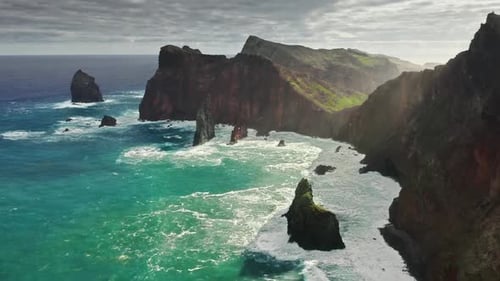 Drone Footage of Beautiful Views of the Sea and the Cliffs