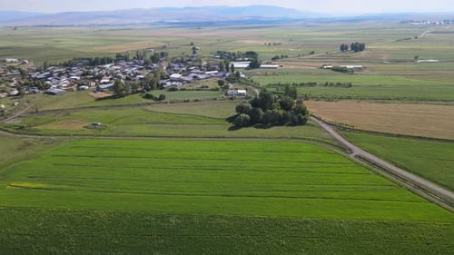 aerial small town landscape