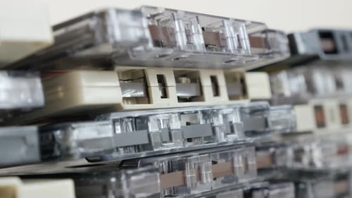 Audio Cassettes Stacked on Top of Each Other