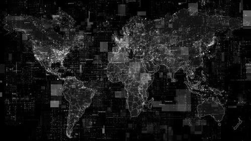 Digital World Map Global Network Data Visualization Animation