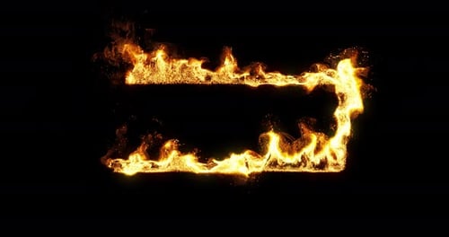 Rechteckige Form in Flammen.