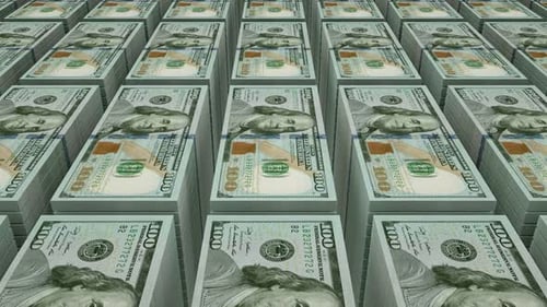 Seamless Loop Animation of Piles of US Dollar Bills