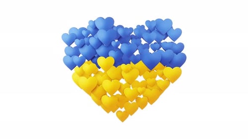 Ukraine Hearts 3d Animation Loop