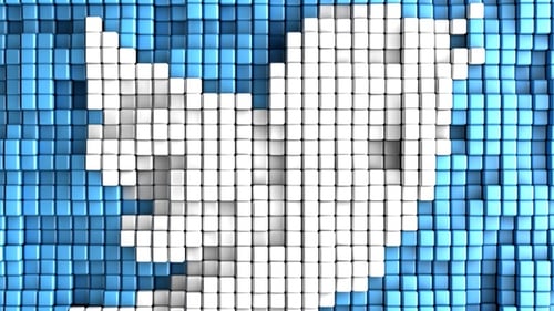 Animated 3D Cube Twitter Logo Reveal