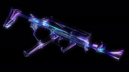Futuristic Transparent Weapon with Neon Glow Animation
