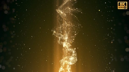 Abstract Glittering Golden Particles Flowing Background