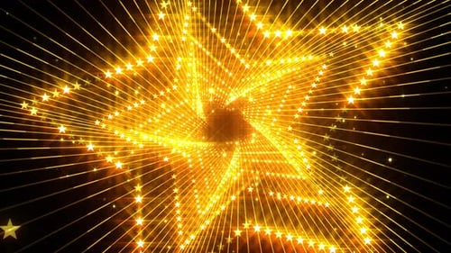 Glowing Golden Stars Tunnel Seamless Loop Background
