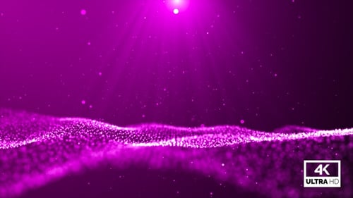 Abstract Glowing Pink Particles Wave Digital Background Loop