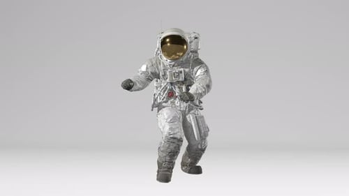 Astronaut Dancing on white background with Alpha channel.