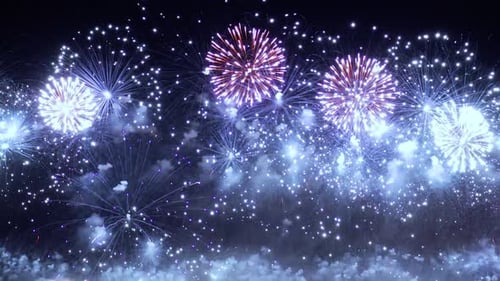 Fuegos artificiales coloridos que explotan en el cielo nocturno