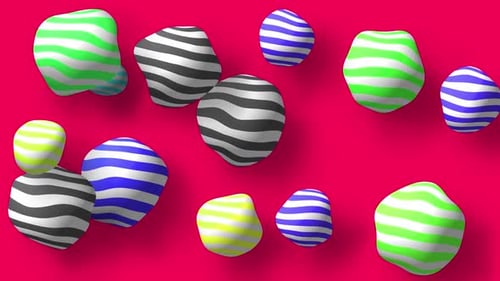 Abstract colorful background with flying or floating simple geometric forms. 3d wave sphere.