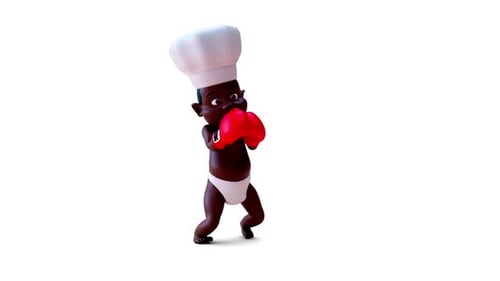 Cute 3D Animated Baby Chef Boxing with Red Gloves